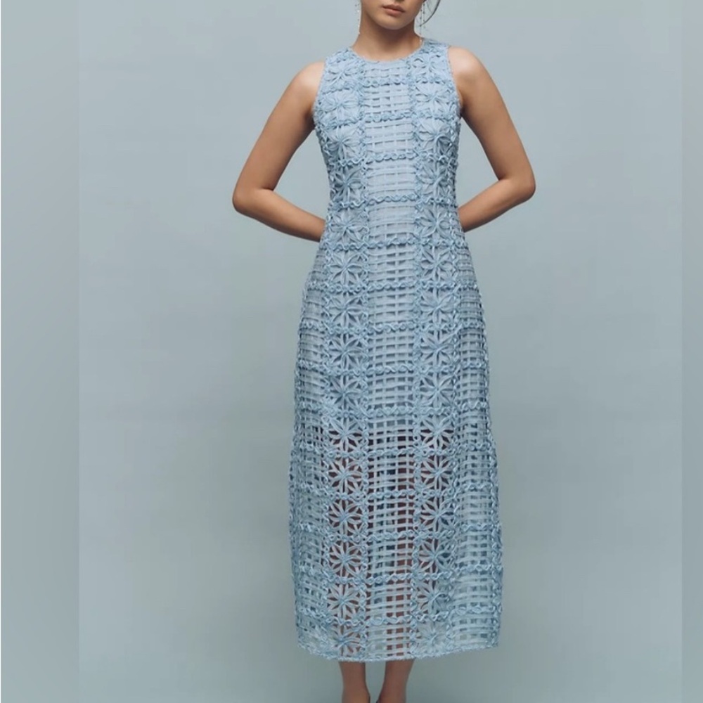 Endless Rose Textured Blue Midi Dress